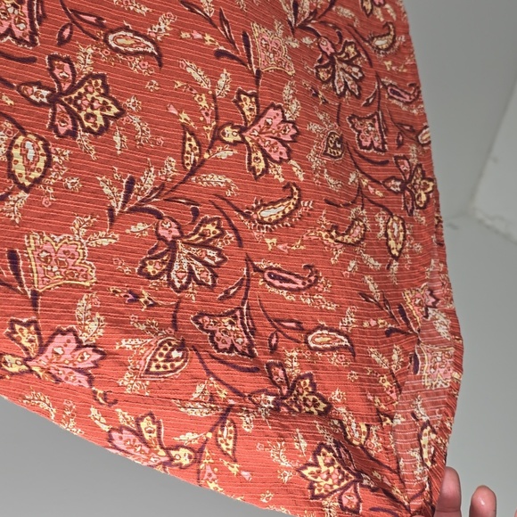 {LOFT} Bouquet Ruffle Tie Neck Blouse Auburn - Size XL - Picture 8 of 14